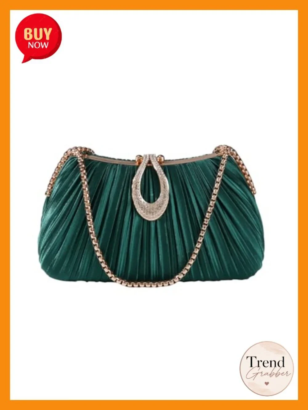 Elegant Evening Bag with Crystal Lock & Dual Chains - Soft Clutch for Women